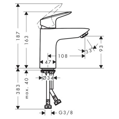 HANSGROHE Смеситель для умывальника однорычажный Logis (71101000)