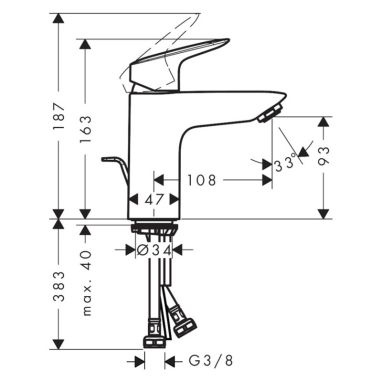 HANSGROHE Смеситель для умывальника однорычажный Logis (71104000)