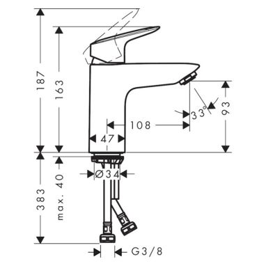 HANSGROHE Смеситель для умывальника однорычажный Logis (71107000)
