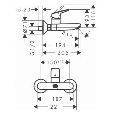 HANSGROHE Смеситель для умывальника однорычажный Logis (71225000)