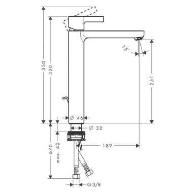 HANSGROHE Смеситель для умывальника однорычажный Metris S (31022000)