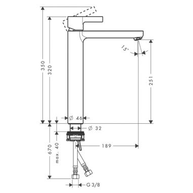 HANSGROHE Смеситель для умывальника однорычажный Metris S (31023000)