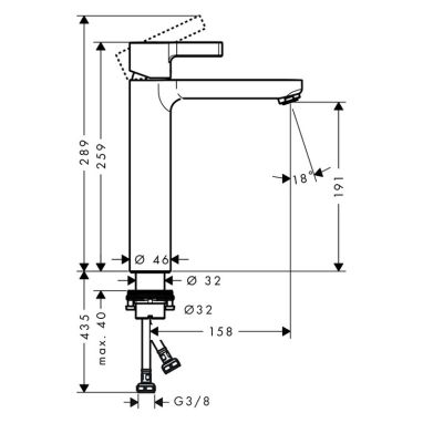 HANSGROHE Смеситель для умывальника однорычажный Metris S (31026000)