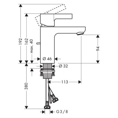HANSGROHE Смеситель для умывальника однорычажный Metris S (31060000)