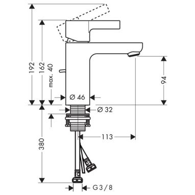 HANSGROHE Смеситель для умывальника однорычажный Metris S (31063000)