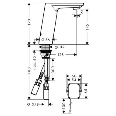 HANSGROHE Смеситель для умывальника инфракрасный Metris S (31100000)