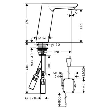 HANSGROHE Смеситель для умывальника инфракрасный Metris S (31102000)