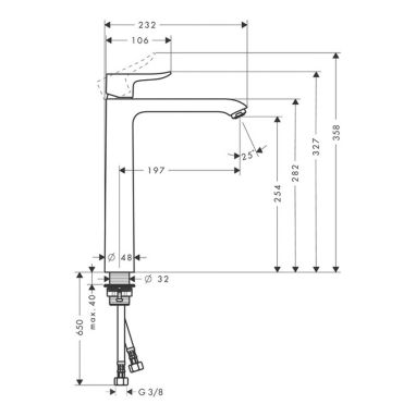 HANSGROHE Смеситель для умывальника однорычажный Metris (31184000)