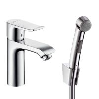 HANSGROHE Смеситель для умывальника однорычажный с гигиеническим душем Metris (31285000)