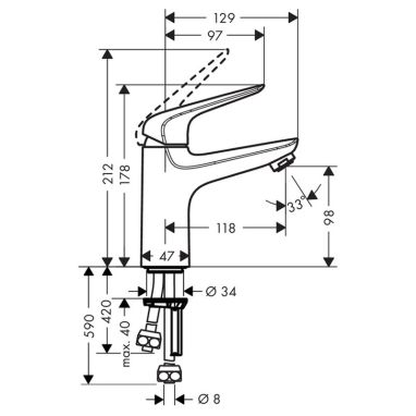 HANSGROHE Смеситель для умывальника однорычажный Novus (71036000)