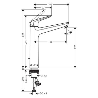 HANSGROHE Смеситель для умывальника однорычажный Novus (71123000)