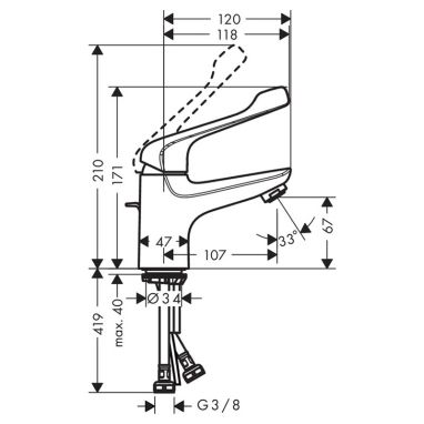 HANSGROHE Смеситель для умывальника однорычажный Novus (71920000)