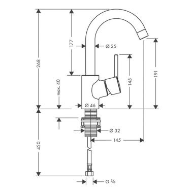 HANSGROHE Смеситель для умывальника однорычажный Talis S (32070000)