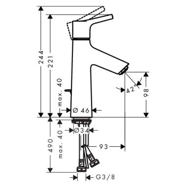 HANSGROHE Смеситель для умывальника однорычажный Talis S (72022000)