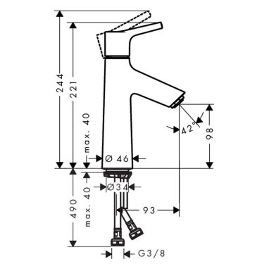 HANSGROHE Смеситель для умывальника однорычажный Talis S (72025000)