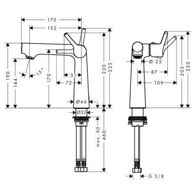 HANSGROHE Смеситель для умывальника однорычажный Talis S (72114000)