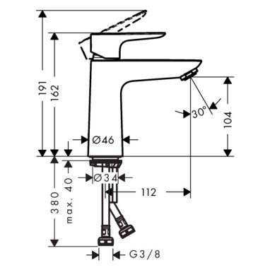 HANSGROHE Смеситель для умывальника однорычажный Talis E (71711000)