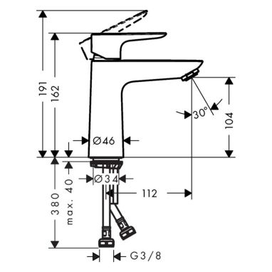 HANSGROHE Смеситель для умывальника однорычажный Talis E (71712000)