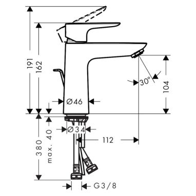 HANSGROHE Смеситель для умывальника однорычажный Talis E (71713000)