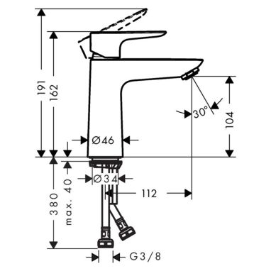 HANSGROHE Смеситель для умывальника однорычажный Talis E (71714000)