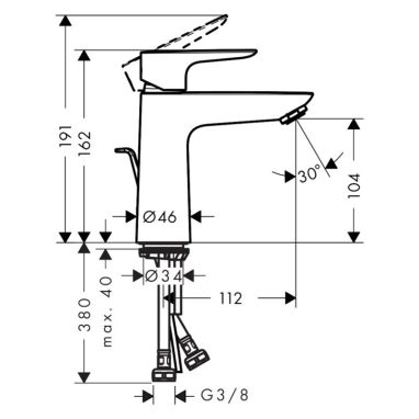 HANSGROHE Смеситель для умывальника однорычажный Talis E (71715000)