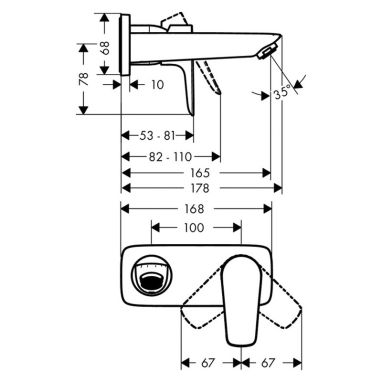 HANSGROHE Внешняя часть смесителя однорычажного для умывальника Talis E (71732000)