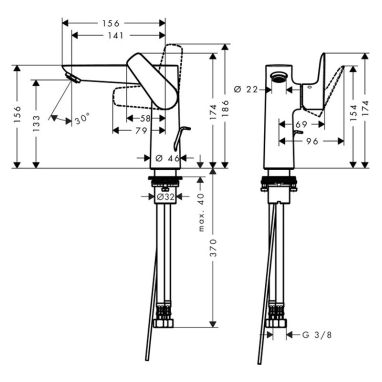 HANSGROHE Смеситель для умывальника однорычажный Talis E (71754000)