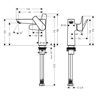 HANSGROHE Смеситель для умывальника однорычажный Talis E (71755000)