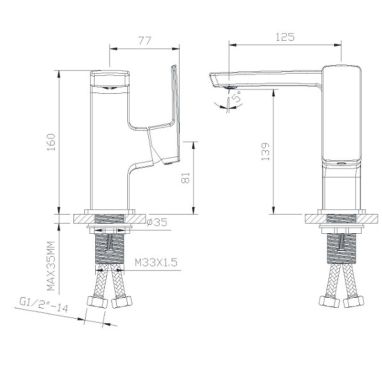 IMPRESE Смеситель для умывальника однорычажный GRAFIKY черный никель (ZMK041807012)