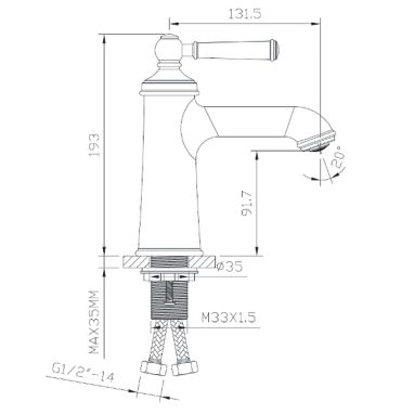 IMPRESE Смеситель для умывальника однорычажный HYDRANT никель (ZMK031806010)