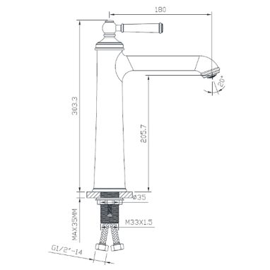 IMPRESE Смеситель для умывальника однорычажный HYDRANT никель (ZMK031806011)