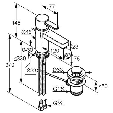 KLUDI Смеситель для умывальника однорычажный Zenta XL (382600575)