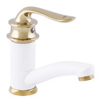 ZERIX Смеситель для умывальника однорычажный Z45219-7 White/Gold (ZX0498)