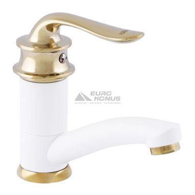ZERIX Смеситель для умывальника однорычажный Z45219-7 White/Gold (ZX0498)