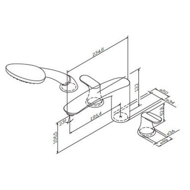 AM.PM Смеситель для ванны вентильный на 4 отверстия Like (F8001300)