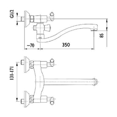 ARMATURA Смеситель для ванны двухвентильный Harmonic (348-720-00)