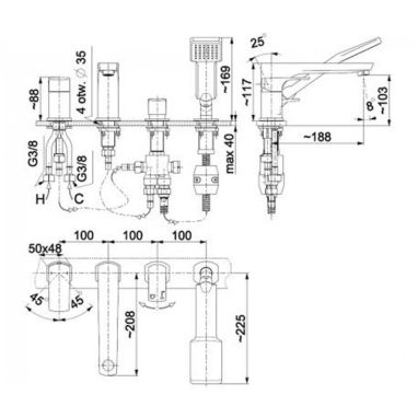 ARMATURA Смеситель для ванны однорычажный скрытого монтажа Mokait Black 5535-210-81