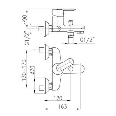 ARMATURA Смеситель для ванны однорычажный Amber (584-040-00)