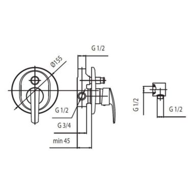 ARMATURA Смеситель для ванны однорычажный скрытого монтажа Rubin (569-410-00)