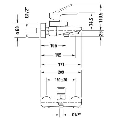 DURAVIT Смеситель для ванны однорычажный B.1 (B15230000010)