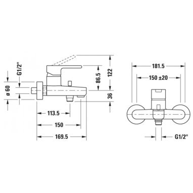 DURAVIT Смеситель для ванны однорычажный B.2 (B25230000010)