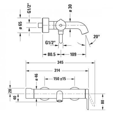 DURAVIT Смеситель для ванны однорычажный C.1 (C15230000010)