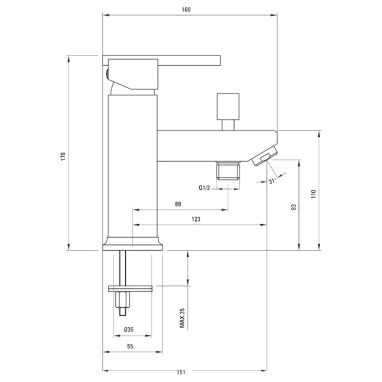 DEANTE Смеситель для ванны однорычажный Cubic BDD 016M