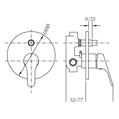 GENEBRE Смеситель для ванны однорычажный скрытого монтажа Ge2 (61116 22 45 66)