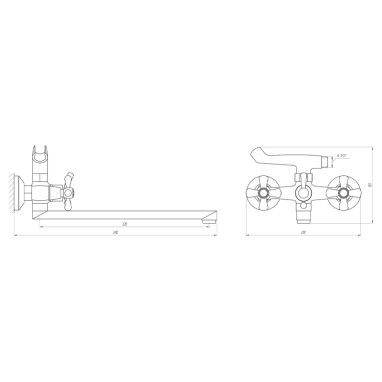 GLOBUS LUX Смеситель для ванны двухвентильный GB-SHARM-0316