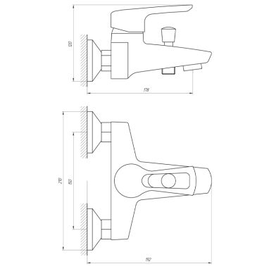GLOBUS LUX Смеситель для ванны однорычажный SEVA GLSV-0102
