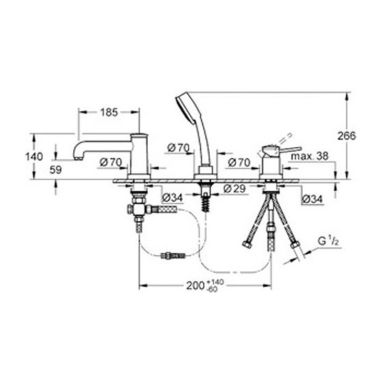 GROHE Смеситель для ванны однорычажный скрытого монтажа Bau Classic (25118000)