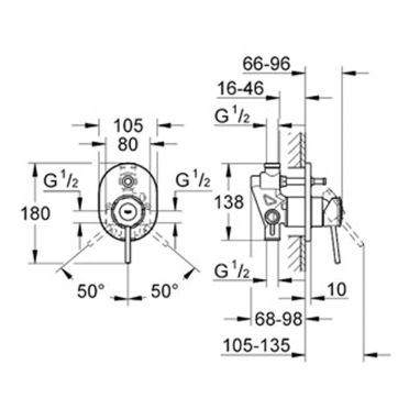 GROHE Смеситель для ванны однорычажный скрытого монтажа Bau Classic (29047000)
