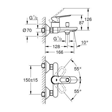 GROHE Смеситель для ванны однорычажный BAU LOOP (23603000)