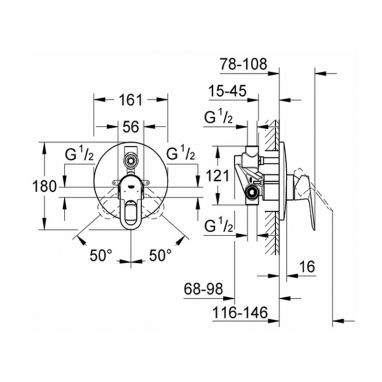 GROHE Смеситель для ванны однорычажный скрытого монтажа Bau Loop (29081000)